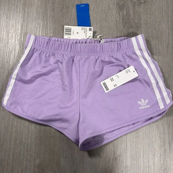 NWT adidas Originals 3 Stripe Shorts Lavender DV2558 S - Picture 1 of 6